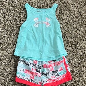 Under Armour Kids' Light Blue Tank and Colorful Shorts Set